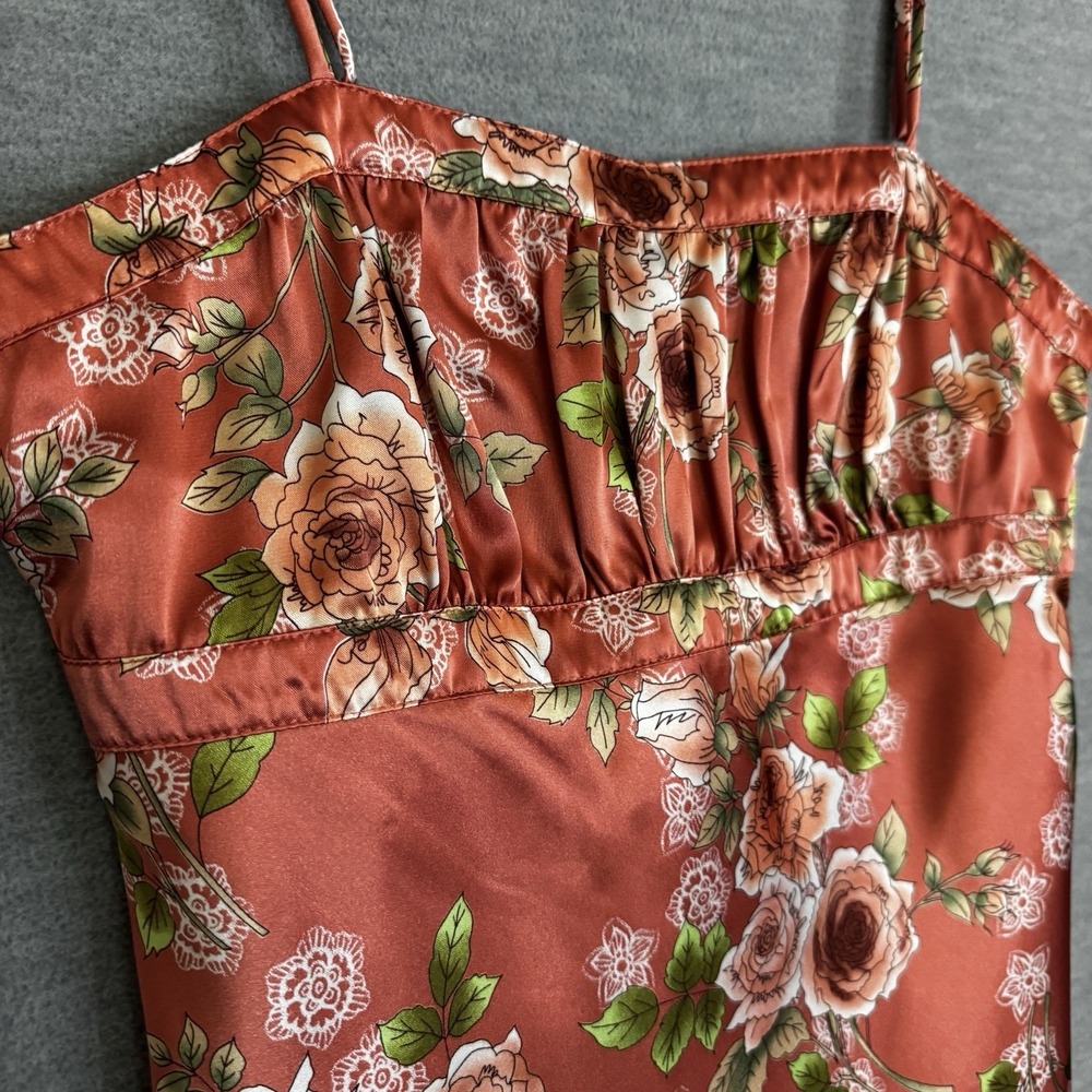 Vintage Self Esteem Y2K Tank Top Sz Large Baby Doll Whimsy Satin Floral Milkmaid